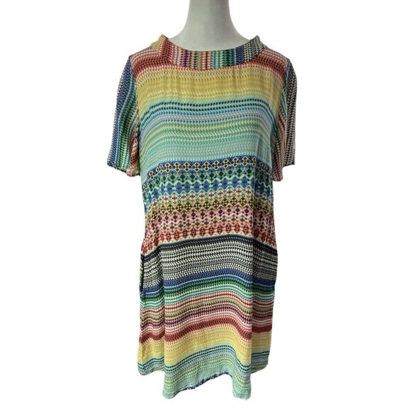 Anthropologie UNCLE FRANK Women Dress Stripe Pullover Sz M Multicolor 60s 79-38 - Picture 2 of 15